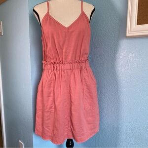 Splendid Linen Blend Spaghetti Strap, Raw Hem Mini Dress Sz. M [c]